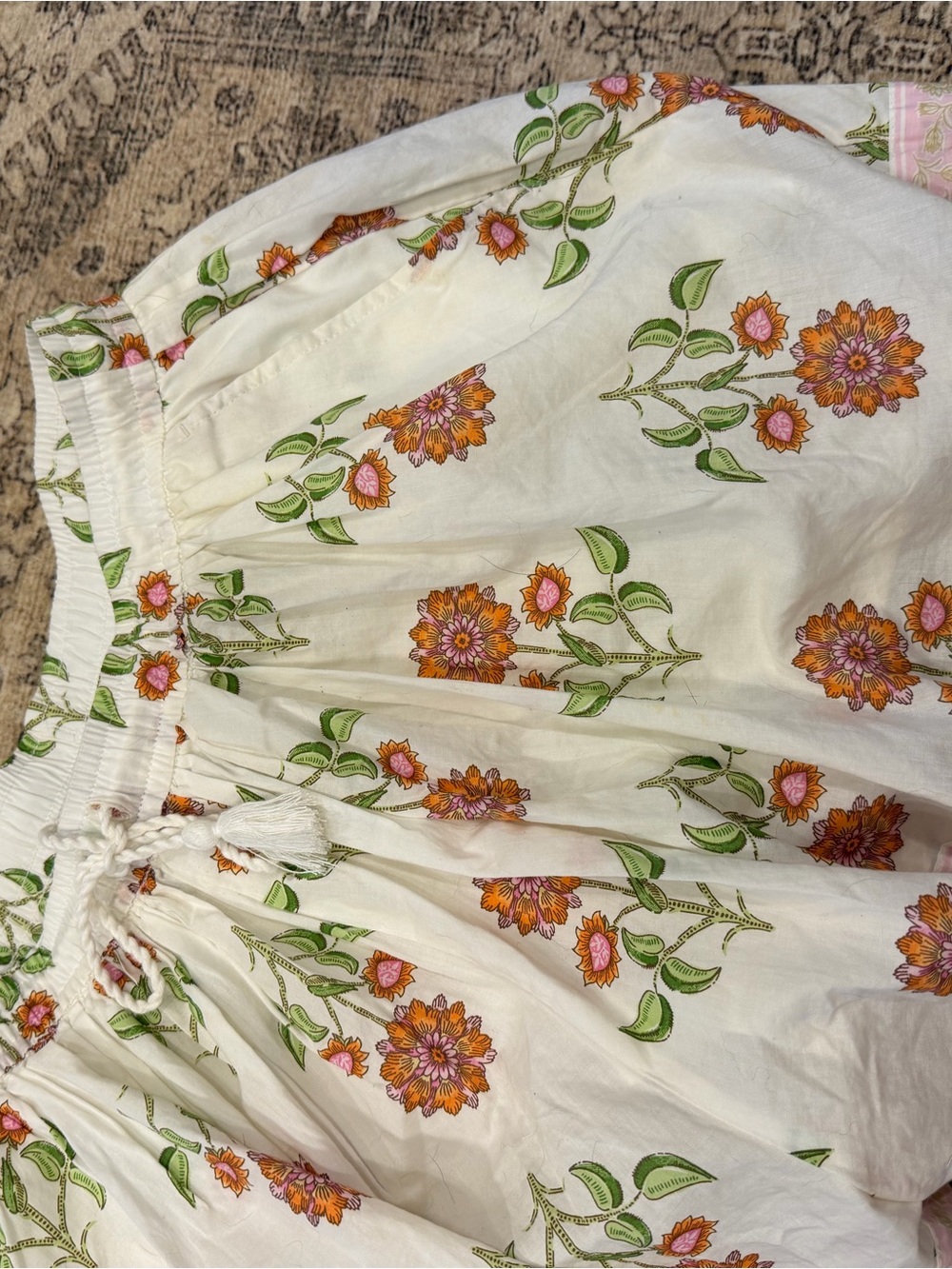 Old Navy White Tiered Skirt with Green and Orange Floral Print - Picture 4 of 5
